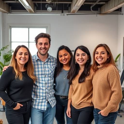 Il team di Luce Creativa Studio Fotografico che sorride in una posa informale all'interno del loro studio.